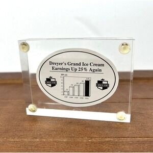 Dreyer's Grand Ice Cream 1991 Made A Difference Acrylic Paperweight,‎ Vintage